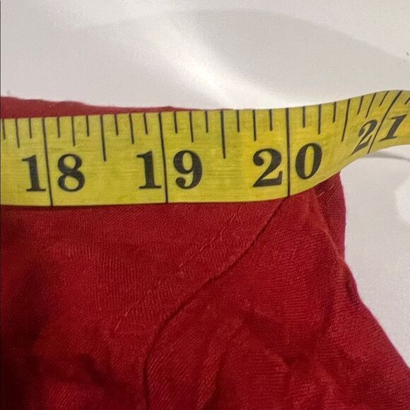 This is a Zara Red Linen Long Duster Coat with Pockets burnt orange oversized - Picture 7 of 9